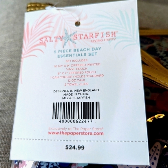 NWT Salty Starfish Exclusively at Paper Store 5 Piece Beach Day Essential Set - Picture 5 of 6
